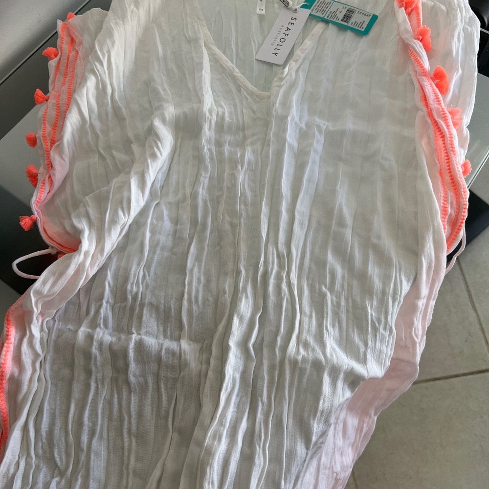 SEAFOLLY Australia Dessert Tribe Mini Tassel Gauze Kaftan One Size - Picture 3 of 7